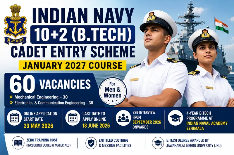 Indian Navy 10+2 B.Tech Cadet Entry Scheme 2027