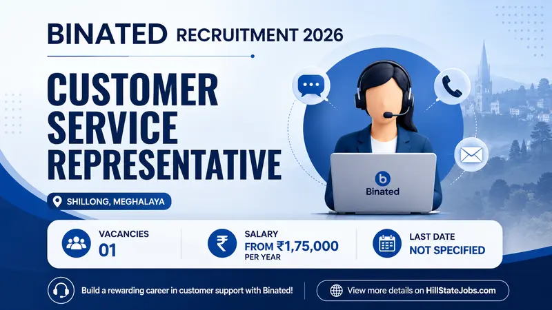 Customer Service Representative Recruitment 2026 at Binated Shillong