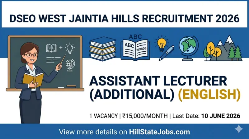 DSEO West Jaintia Hills Recruitment 2026 for Assistant Lecturer (English) HillStateJobs